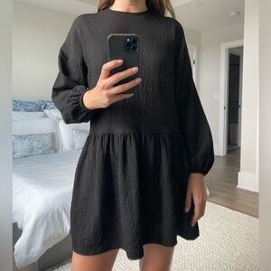 Black Casual Drop Waist Dress